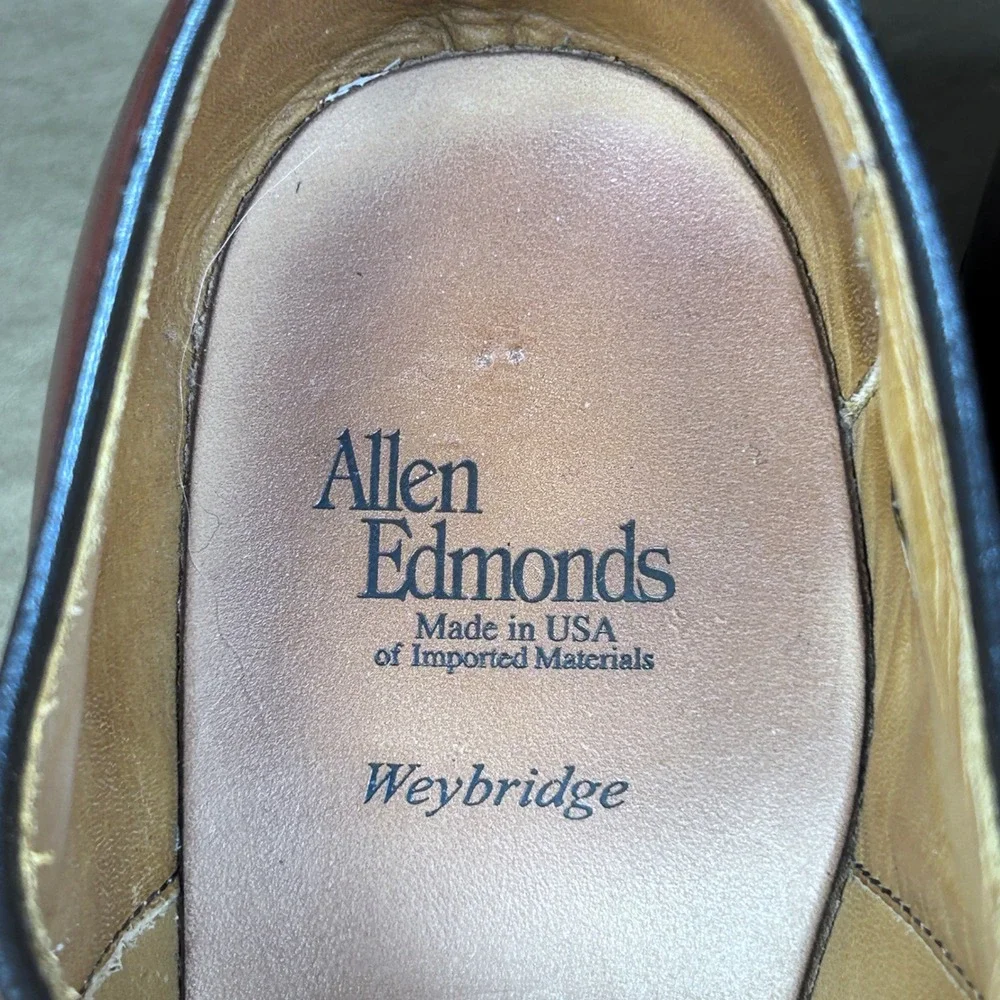 Allen Edmonds Waybridge Oxford Wingtip Men 9.5 Chestnut Brown Brogue Dress Shoes